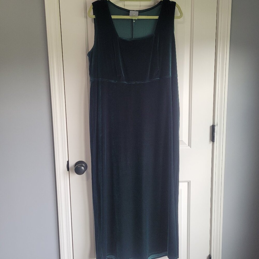 90s Dress Vintage Dark Green Velvet Womens Size 14 St. Patrick's Day